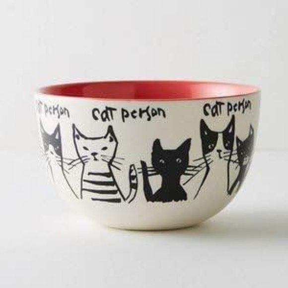 Anthropologie Other - Anthropologie Cat Person Matte Salmon black white Cereal Bowl “My Kind of Person